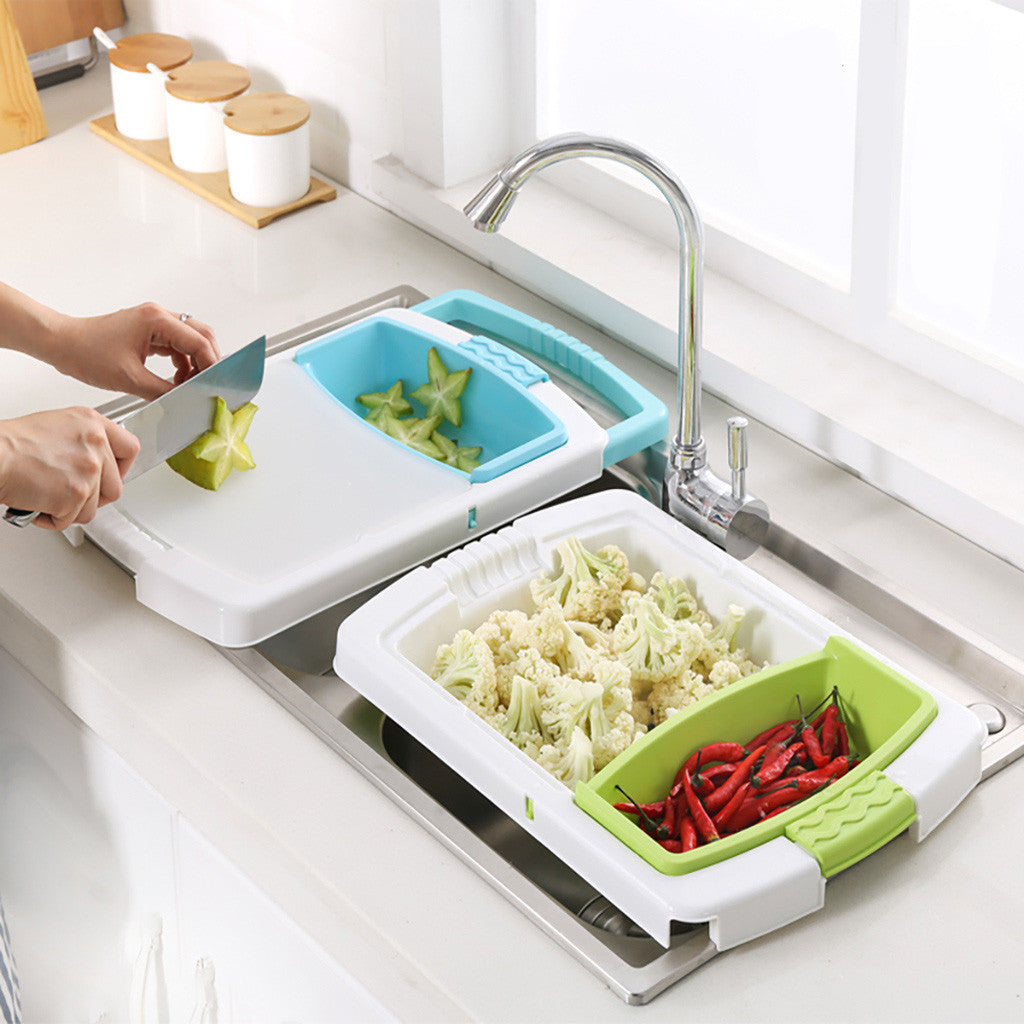 Multifunctional Plastic Chopping Board with Strainer