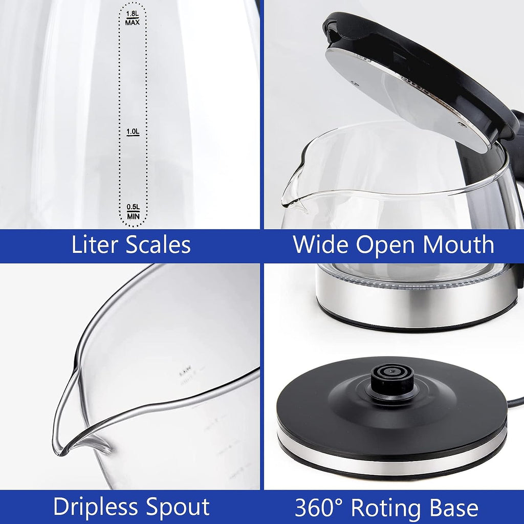 Modern Black Glass Hot Water Boiler with Wide Opening