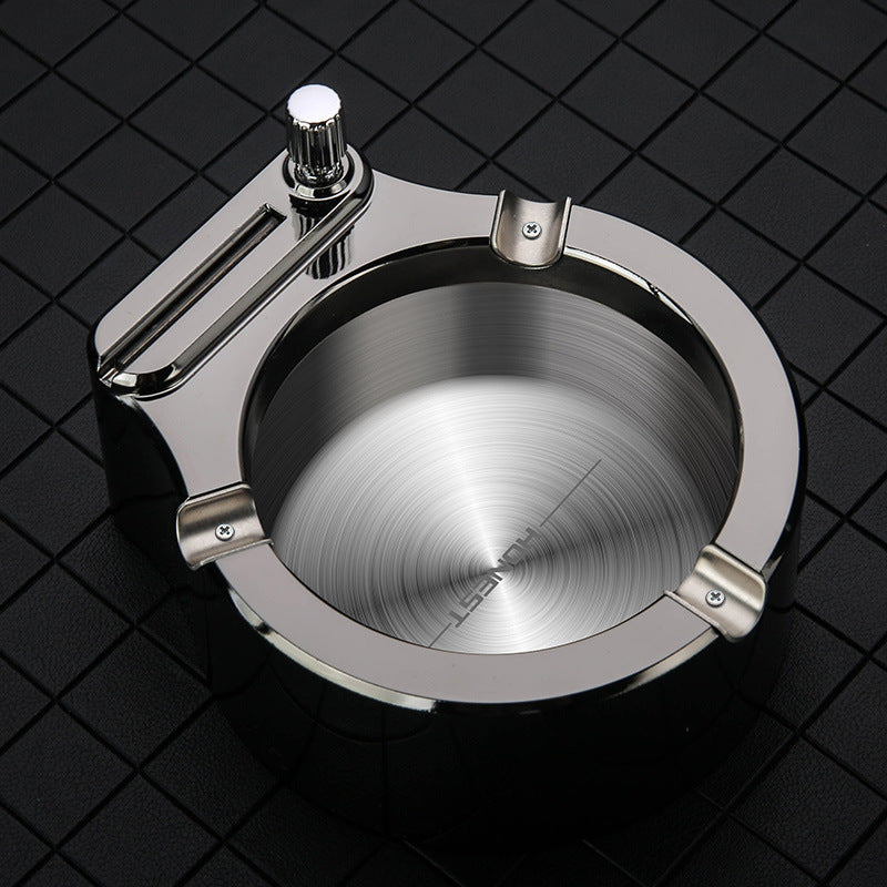 Fancy Metal Ashtray Set with Permanent Match Lighter