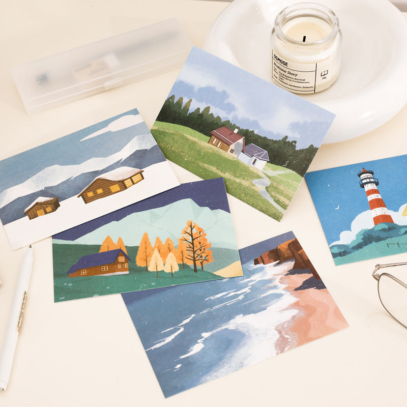 Aesthetic Travel Photo Postcard Wall Collage Set