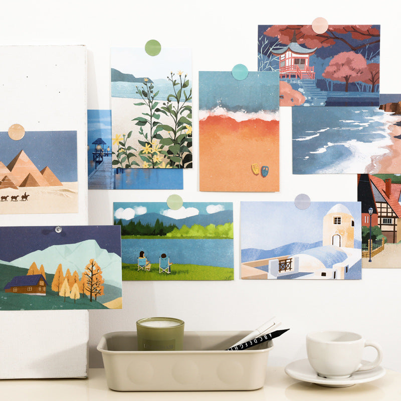 Aesthetic Travel Photo Postcard Wall Collage Set