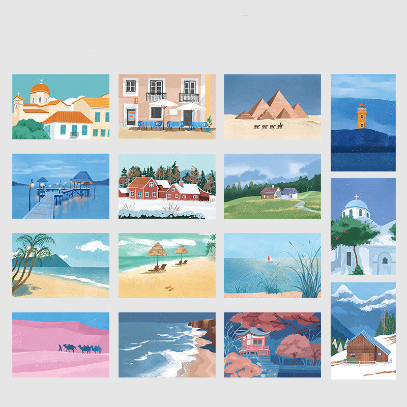 Aesthetic Travel Photo Postcard Wall Collage Set